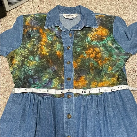 Vintage 90s Denim long sleeve Women's button front Dress- like new - Picture 5 of 10